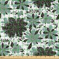 thumbnail image 2 of Ambesonne Spring Fabric by the Yard Upholstery, Flowers Flora Scene Pattern, 5 Yards, Reseda Green Grey and White, 2 of 5