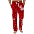 thumbnail image 2 of Men's Fashion Romantic Rose Print Pants, Drawstring Elastic Waist Lounge Trousers for Valentine's Day Gift and Home,Red,L, 2 of 5