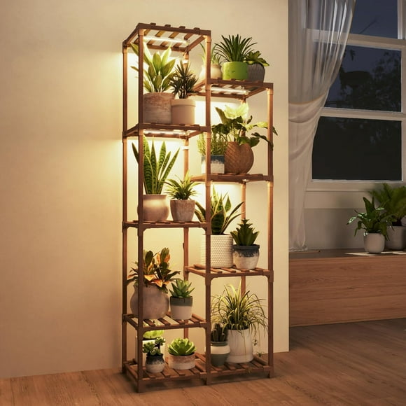 Plant Stand Indoor Tall Plant Shelf Outdoor Corner Plants Table Wood Flower Stand for Living Room Balcony and Garden ( pots)
