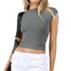 thumbnail image 1 of Camiseta Sin Mangas Básica Camiseta sin mangas básica para mujer Ropa diaria expuesta al ombligo sin espalda para mujer (gris oscuro M) Ygjytge para Mujer Gris oscuro T S, 1 of 9