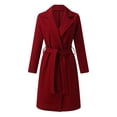 thumbnail image 5 of LEKODE Women's Fashion Notched Lapel Single Breasted Open Front Maxi Long Woolen Overcoat with Pockets Wine S, 5 of 7