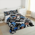 thumbnail image 3 of jejeloiu Retro Console Game Full Size Comforter Sets,Teens Video Game Bedding Comforter Set,Blue Gray Gamepad Bedding Sets For Boys Teens,Super Cozy Room Decor Reversible,3 Pieces, 3 of 8