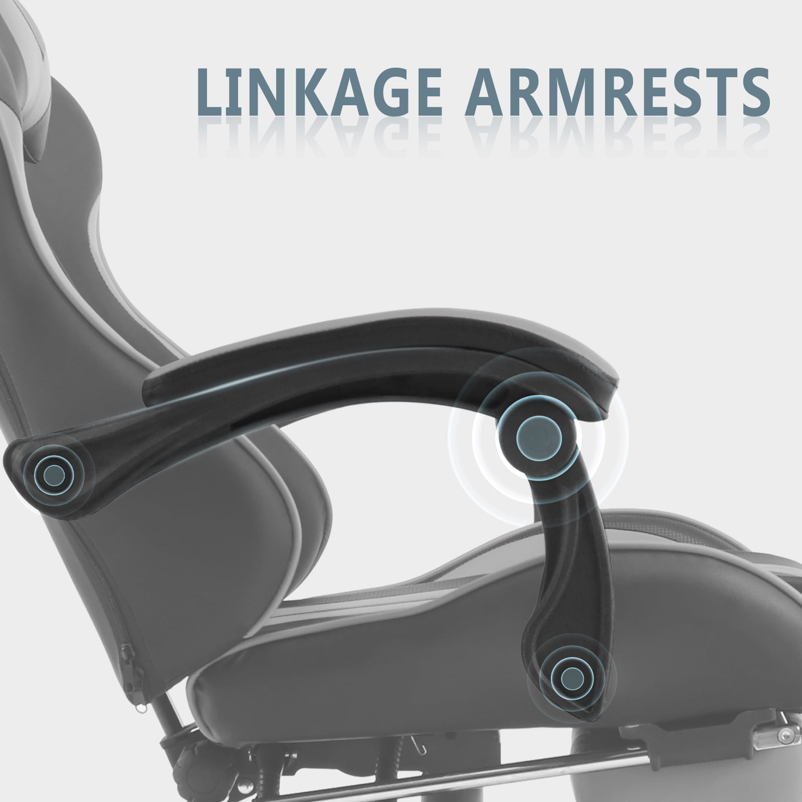 Luxvie Gaming Chair with Footrest High Back Computer Office Gamer Chair with Massage and Headrest Lumbar Support Swivel Seat Ergonomic Game Chair for Adults, Gray
