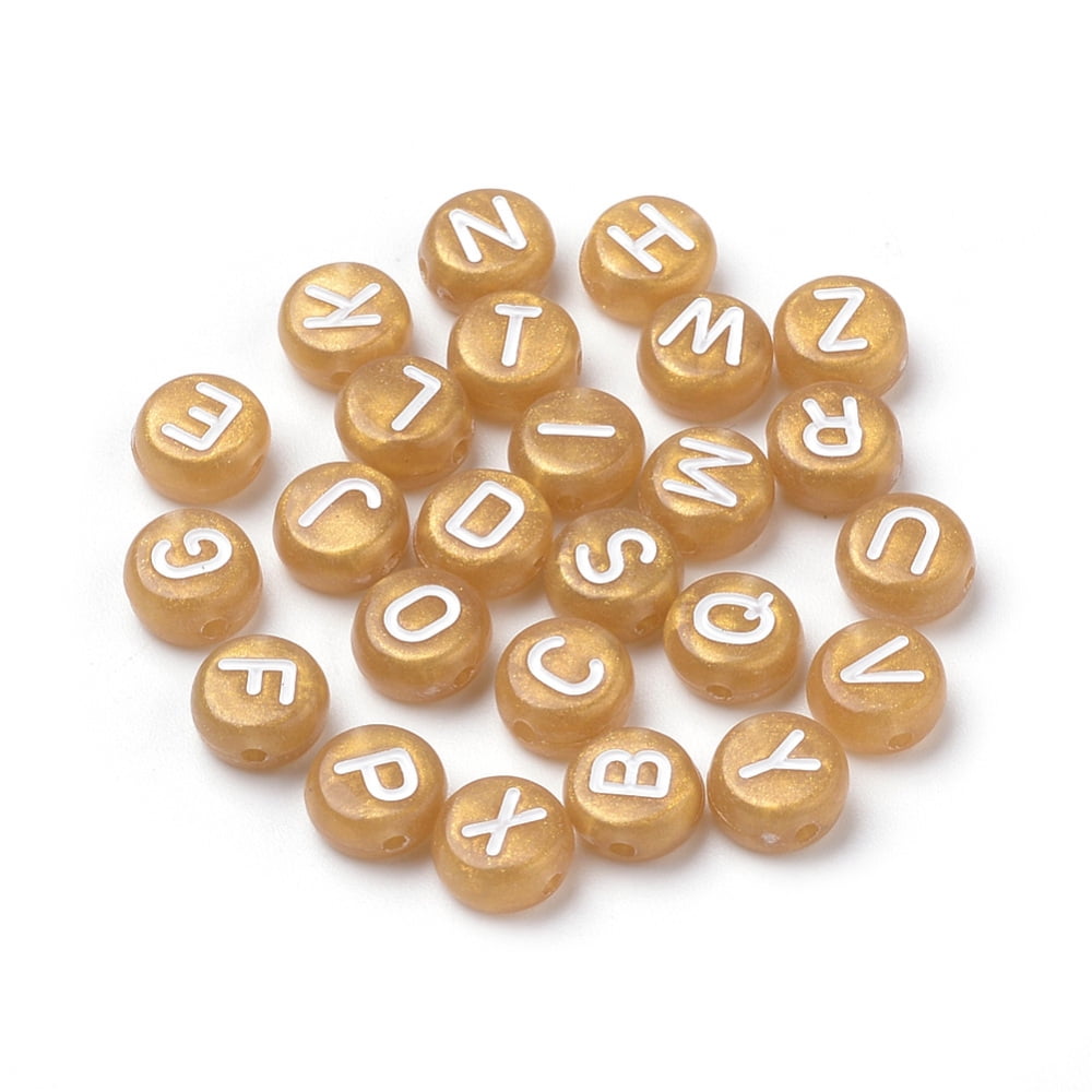500gs Acrylic Beads Horizontal Hole Mixed Letter Flat Round White 7x4mm Hole: 1mm about 3700pcs/500g