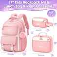 thumbnail image 2 of 3-Piece Cute Backpack Set with Insulated Lunch Bag & Pencil Case, Pink & White, 2 of 2