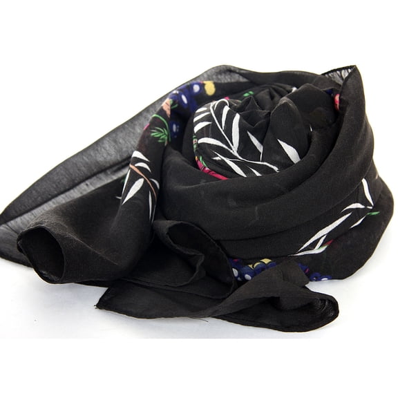 Women's Floral Black Scarf for Women Black Scarf Wrap 40 x 72 inches
