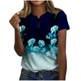 thumbnail image 2 of pstuiky Women Fashion Casual Printing Shirts Short Sleeve Loose Tee Tops V Neck Blouse Up to 50% Off, 2 of 5