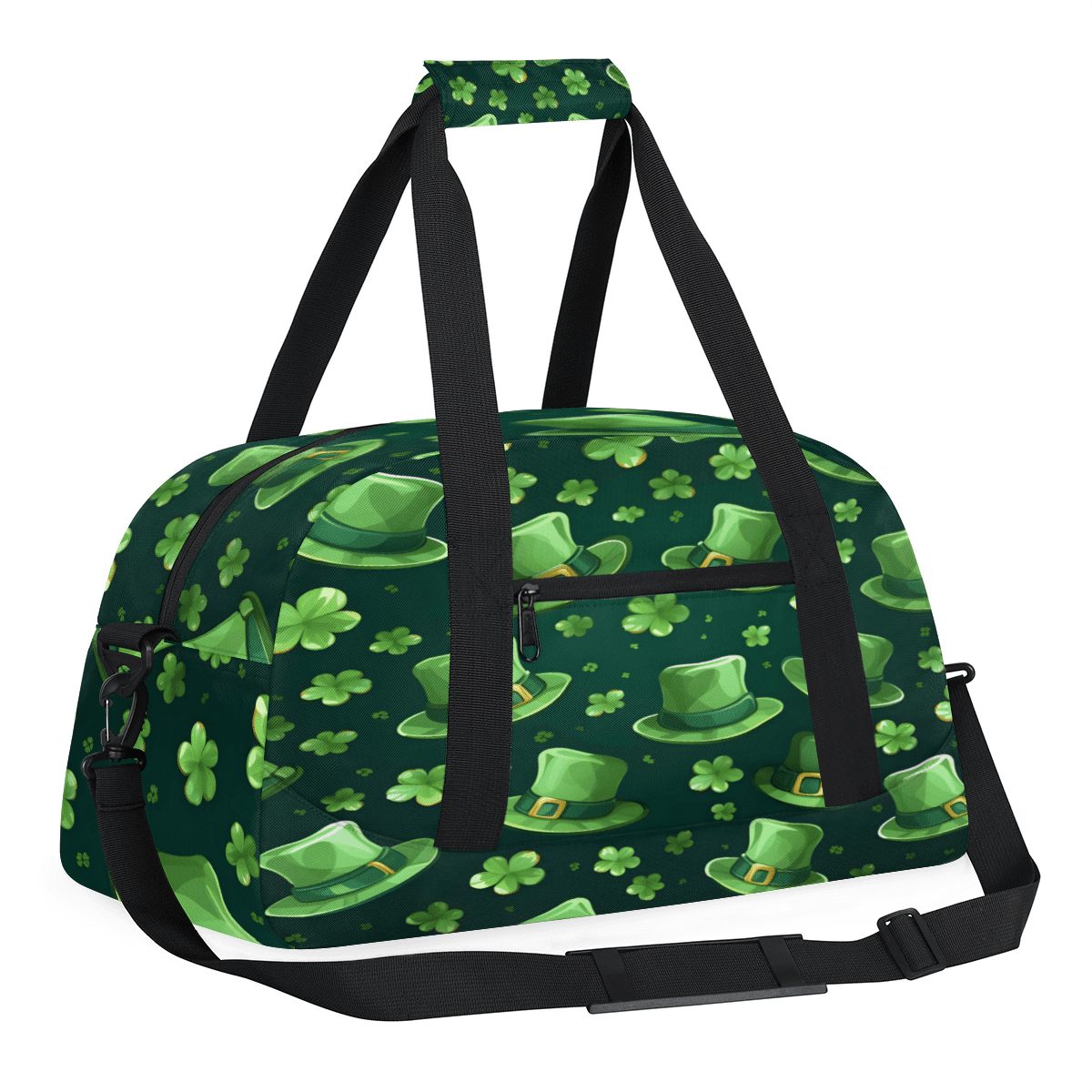 Herdesigns St Patricks Day Shamrock Luck Hat Sports Duffle Bag for Women & Men, Gym Bag Dance Bag Overnight Bag Carry On Weekender Travel Bag