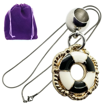 Life Saver Necklace - Stainless Steel Snake Chain Bracelet with Metal Alloy Charm