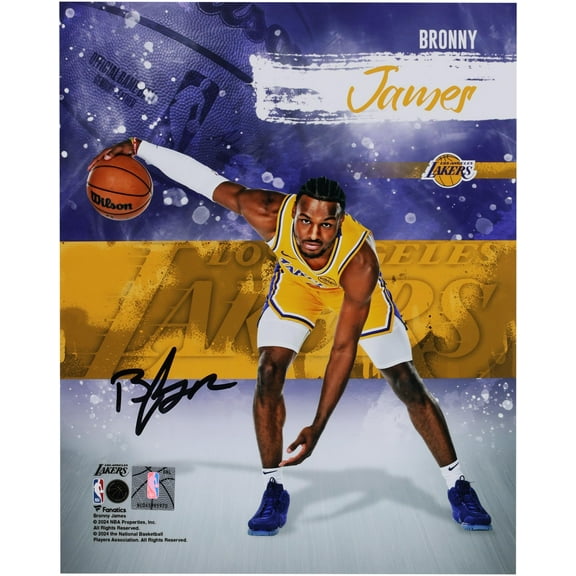 Bronny James Los Angeles Lakers Autographed 8" x 10" Stylized Photograph - Fanatics Authentic Certified