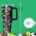 thumbnail image 2 of 40oz Football Tumbler with Handle, Birthday Gift for Man, Sports Coach Insulated Stainless Steel Cup with Lid and Straws, Reusable Travel Coffee Mug Water Bottle, 2 of 6