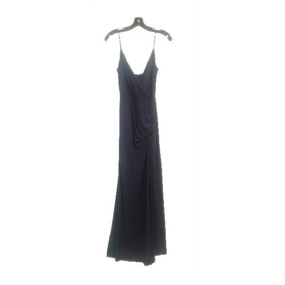 Nicole Miller Artelier NAVY Stretchy Matte Jersey Drape with Slit Gown, US 8