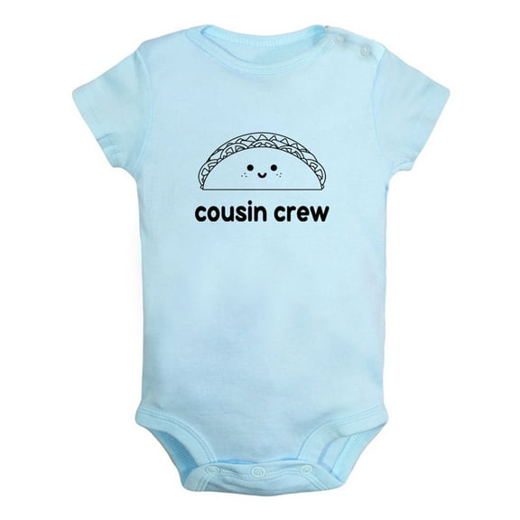 Cousin Crew & Taco Image Print Funny Rompers For Babies, Newborn Baby Unisex Bodysuits, Infant Jumpsuits, Toddler 0-12 Months Kids One-Piece Oufits (Blue, 6-12 Months)