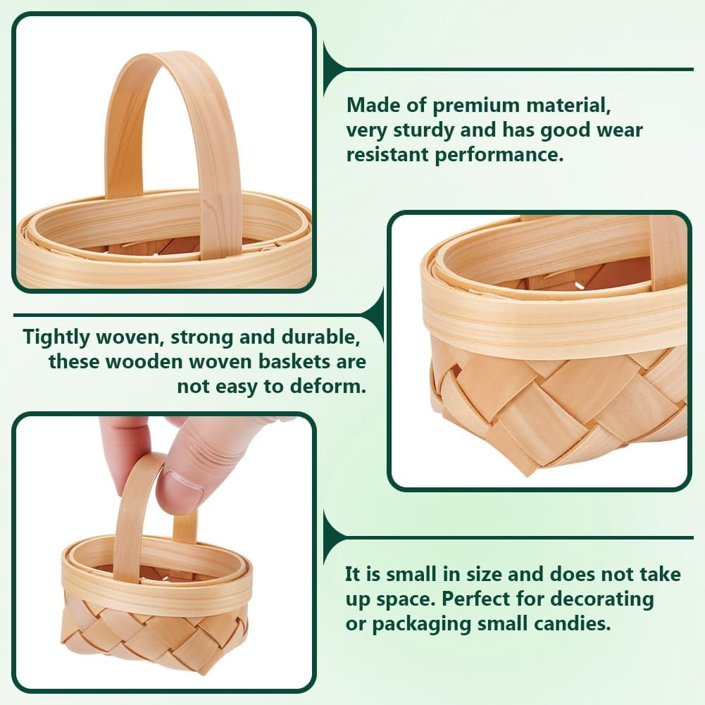 40 Pack Mini Weaving Baskets with Handles Farmhouse Small Basket Farmhouse Flower Containers for Picnic Wedding Party Favors Tree