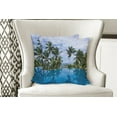 thumbnail image 4 of Ambesonne Tropical Throw Pillow Cover 2 Pack, Infinity Pool Palm, 16", Blue Green White, 4 of 6