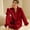 Wine(New), variant on Womens Solid Color Casual Lapel Long Sleeve Loose Silk-like Fabric Button Front Comfort Pajamas Set