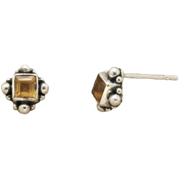 Beaded Design Citrine Studs, Natural Citrine Stud Earring, Citrine Earring, November Birthstone, Stud Womenss Earring, Mens Studs, Unisex Earrings, 925 Sterling Silver, Statement Jewelry, Wedding