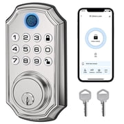 GPED Fingerprint Door Lock, Keyless Entry Door Lock with APP Control, Smart Locks for Front Door, Deadbolt Lock with 50 User, Auto Lock, IP 66 Waterproof, Easy Installation, Silver