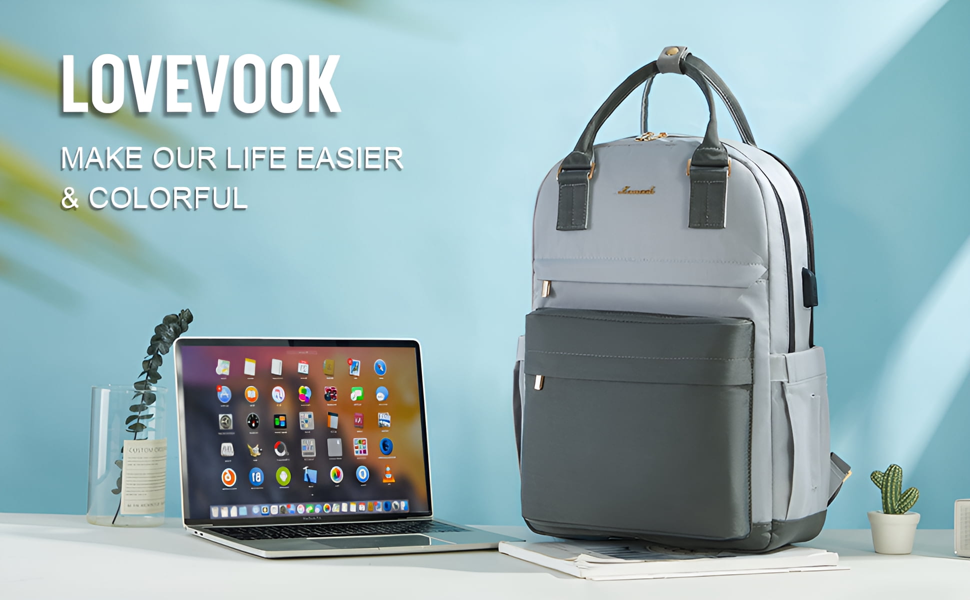 Lovevook Backpack Purses for Women,Vintage Women Teacher Laptop Backpack Nurse Bag, Multi-Function Work Travel Daypacks College Book Bag with USB Port