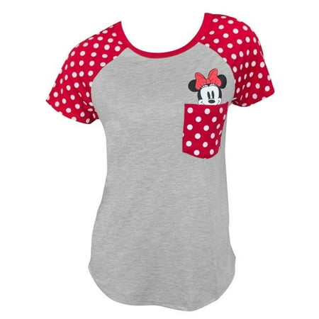 Disney 46050-2x-2x Disney Women Minnie Mouse Grey Pocket Sized T-Shirt -