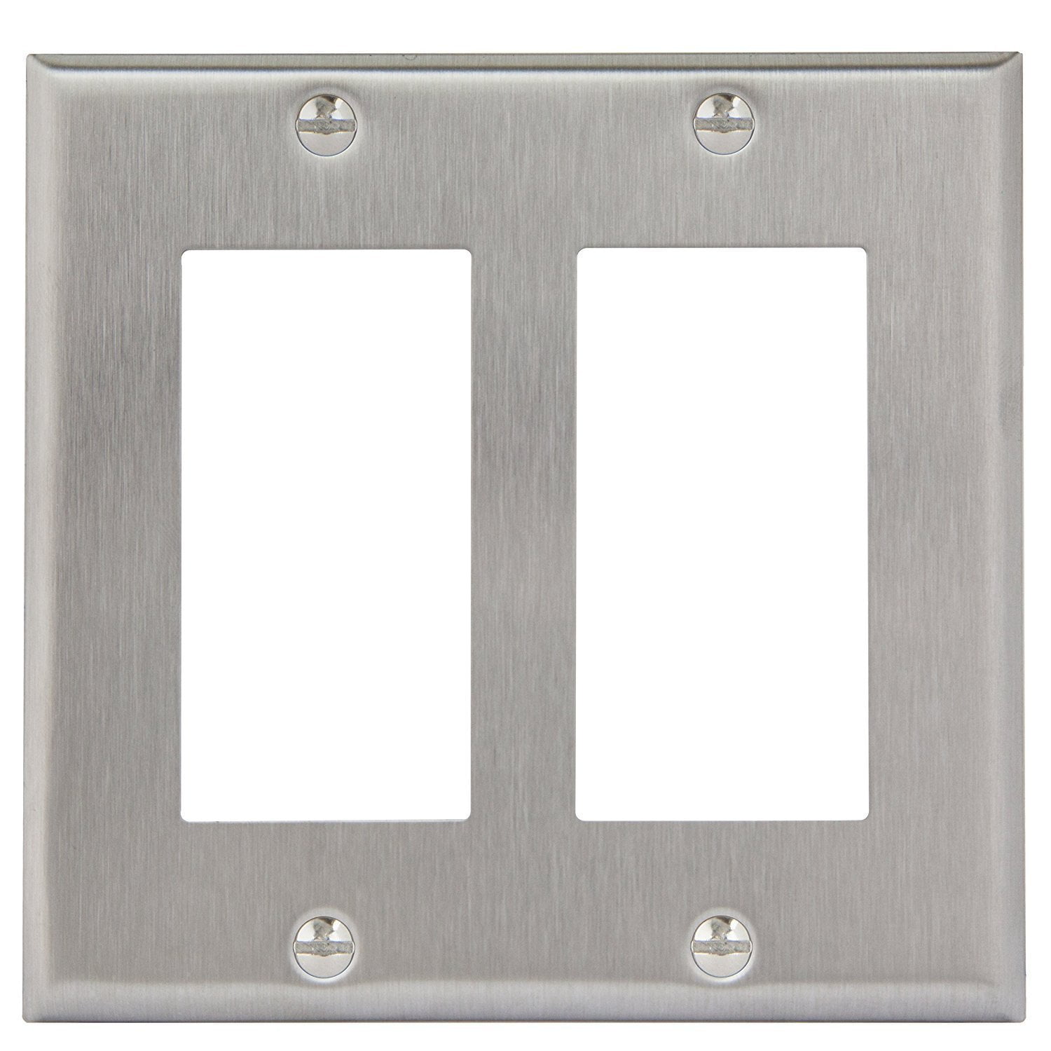 Enerlites 7732 2 Gang Stainless Steel Wall Plate for Decorator Switch