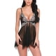 thumbnail image 3 of Camisón de perspectiva de vestido de ropa de dormir de encaje floral sexy para mujer, negro, S Sweethay XX000215-01, 3 of 7