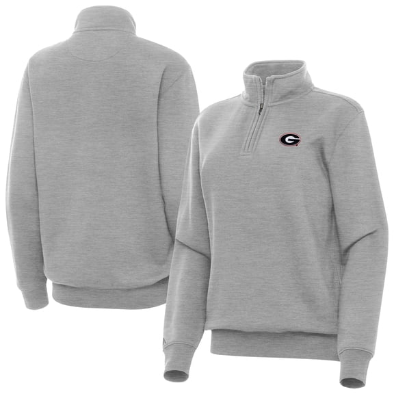 Women's Antigua Heather Gray Georgia Bulldogs Victory Quarter-Zip Top