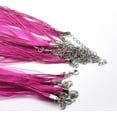 thumbnail image 3 of N032 - 15 pcs. Hot Pink Fuchsia Organza Ribbon Waxen Cord Necklaces with Lobster Clasp - 17 inch (43 cm) - Claw Clasps and Extender Chains!, 3 of 3
