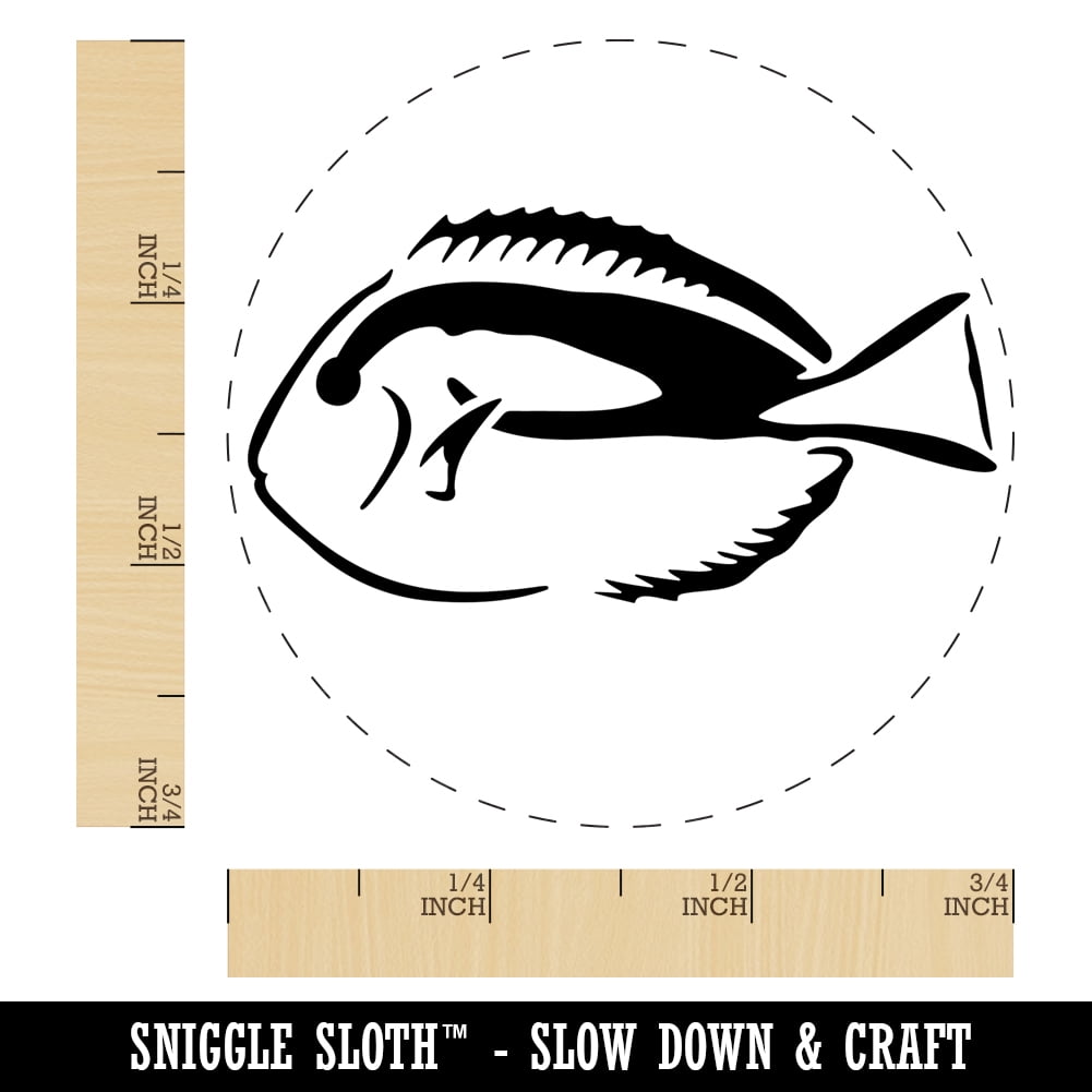 Pacific Regal Blue Tang Fish Self-Inking Rubber Stamp Ink Stamper - Black Ink - Small 3/4 Inch
