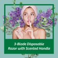 thumbnail image 3 of BIC Soleil Escape Rasoirs Jetables pour Femmes avec 3 Lames pour une Expérience Sensorielle et un Rasage Confortable, Lot de Rasoirs Parfumés à Manche Lavande et Eucalyptus pour Femmes, 4 Unités, 3 of 6