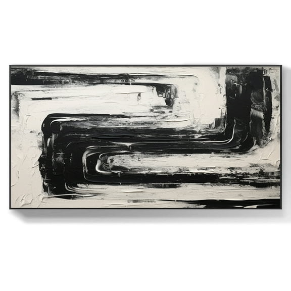 Large grey abstract art painting, extra large black canvas painting, large white abstract painting, contemporary art modern oil painting,(41*81cm)16*32 Inches,Unstretched,Frameless