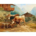 thumbnail image 3 of Joseph Heicke 14x12 Black Modern Framed Museum Art Print Titled - Cows on the Potions, 3 of 5