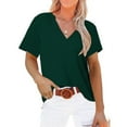 thumbnail image 5 of Birdeem Mode Femmes Décontracté Uni Chandail à Enfiler Col en V Manches Courtes T-Shirt Hauts Blouse, 5 of 5