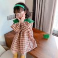 thumbnail image 4 of Baozhu Girls Dresses Autumn Long Sleeve Plaid Puff Sleeves Doll Collar Cute Dress For 2-15 Years Korean Style Casual Dress Kids Clothes, 4 of 5