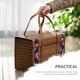 thumbnail image 2 of Fruit Basket Bamboo Woven Portable Simple Handheld Picnic Food Container Foldable Snacks Containers Kids 30x15x20cm,A, 2 of 5