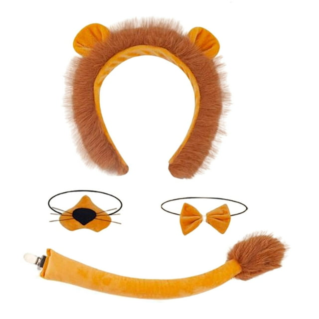 yingyy Déguisement en Tissu Fantaisie Fait à la Main Jeu de Rôle Accessoires Photo Costume de Lion d'Halloween Ensemble Facile à Cosplay Accessoires Fêtes 4 Pcs Longueur de Queue 45cm