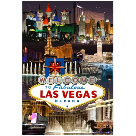 Las Vegas Blvd Hotels - Las Vegas Casinos And Hotels Montage Poster - 13x19