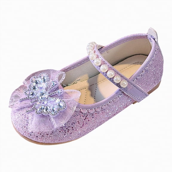 enyan Girls Dress Shoes Wedding Party Heel Mary Jane Princess Flower Shoes (Toddler/Little Kid/Big Kid) Toddler Mary Jane Shoes,Purple,Size 8.5
