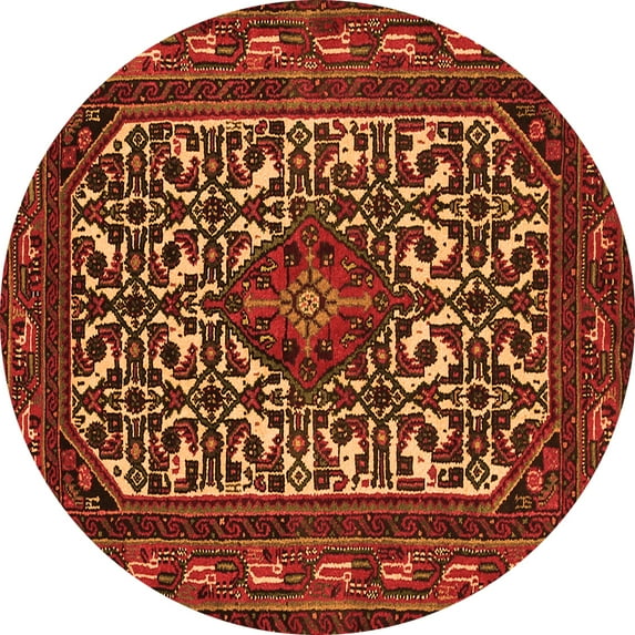 Ahgly Company Indoor Round Persian Orange Traditional Area Rugs, 7' Round
