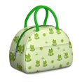 thumbnail image 1 of Nature-Inspired Green Frog Lunch Tote, Reusable Insulated Lunch Box with Flower and Plant Pattern, Great for Work, Picnic, or Weekend Travel, 1 of 4