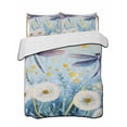 thumbnail image 2 of Quilts Twin XL Size, Spring Summer Floral Soft Comforter Bedding Set for Bed, Watercolor Summer Dragonfly Lightweight Quilted Bedspread with Pillow Cover(2 Pieces) for All Season, 68x98 Inch, 2 of 6