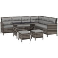 thumbnail image 2 of CoSoTower 6pcs Outdoor Rattan Sofa Set Garden Wicker Sectional Couch Furniture Set with Dining Table and Chair Grey, 2 of 7