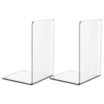 JWDX Hot Clearance! Clear Bookends for Shelves with Non Slip Mats and Line Design Transparent kī-d Acrylic Bookends & Holder for Desk Library Book Stoppers for Heavy Duty Books Vinyl Reco, A Pair
