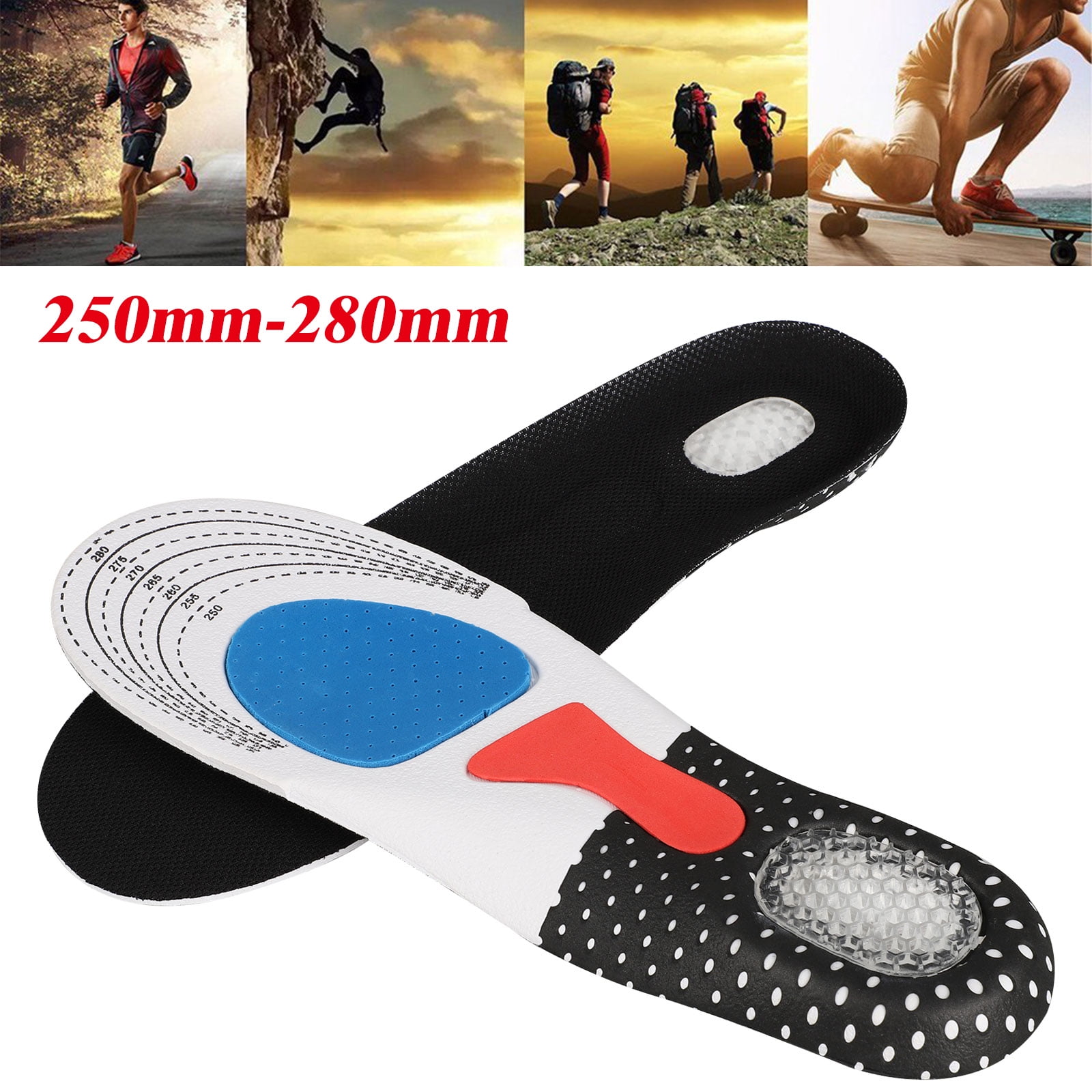 Orthotics Insoles Gel Massaging Shoes Heel Insoles Foot Cushioning Massage Shock Absorber Sports Orthopedic Insoles Plantar Fasciitis Running Flat Feet Achilles Arch Issue Heel Spurs 