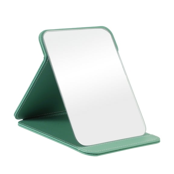 Vocoste 1 Pc Women Foldable Large Makeup Mirror for Travel Vacation Beauty Parlor Green PU Glass