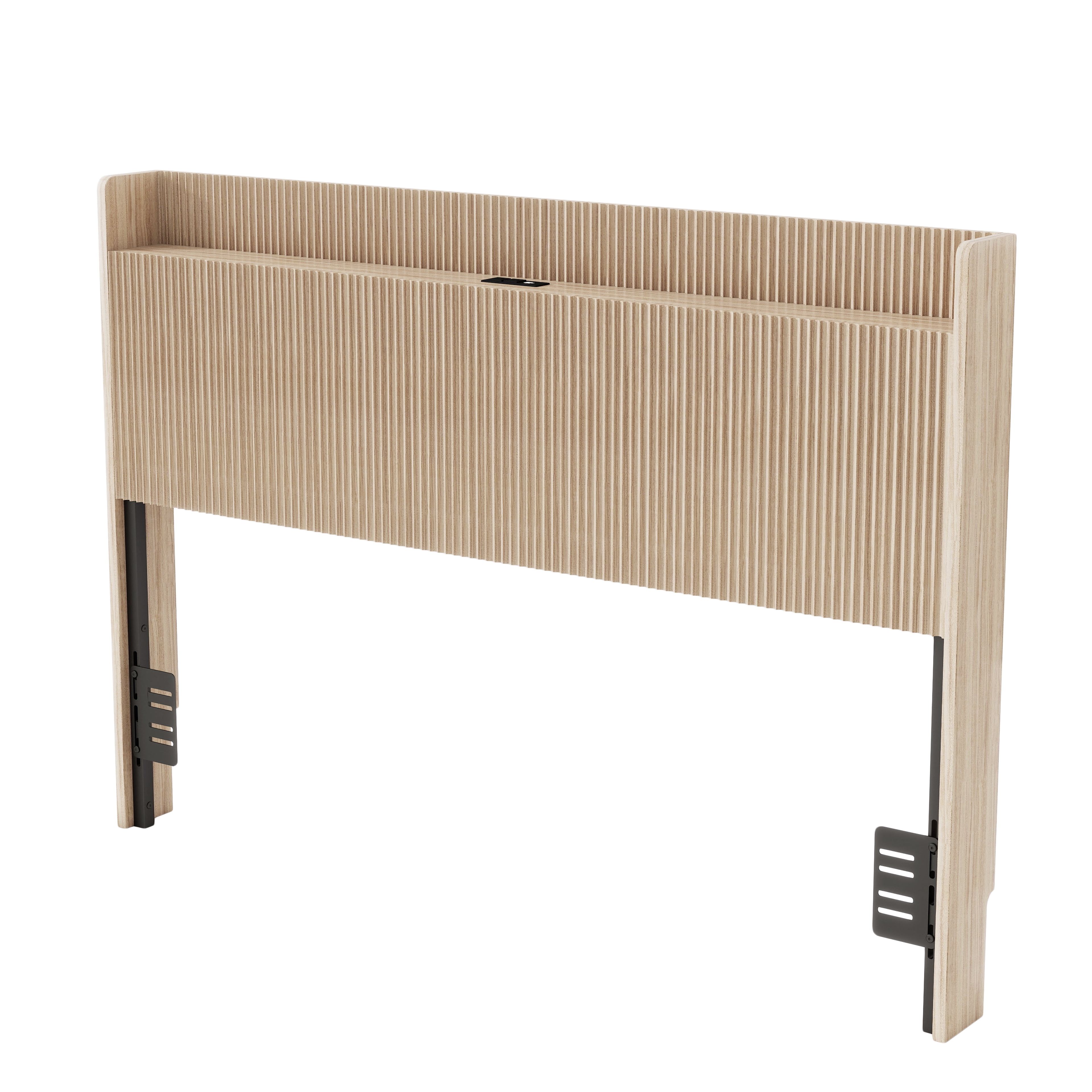 Fluted Headboard Queen Size 61.42 Inch, Bed Headboard with Charging Storage and Adjustable Brackets, Vertical Slat Wood Headboard for Twin Full Queen Bed, Oak