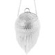 thumbnail image 3 of Bolso de mano de noche de cristal con bola redonda para mujer, bolsos de fiesta de boda con borlas, plateado Feliz Sencillez, 3 of 5