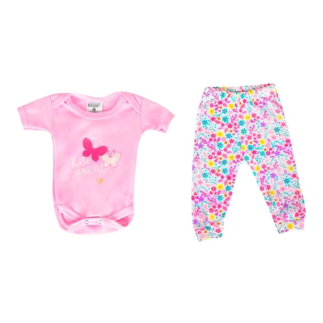 Conjunto Simply Basic Baby Talla 12 Meses Rosa Hello Beautiful para Bebé 2 Piezas