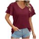 thumbnail image 2 of Fiudx Ofertas Del Día Blusas y Camisas de Manga Corta con Cuello En V para Mujer, Informales, a La Moda, Primavera y Verano, 2 of 7