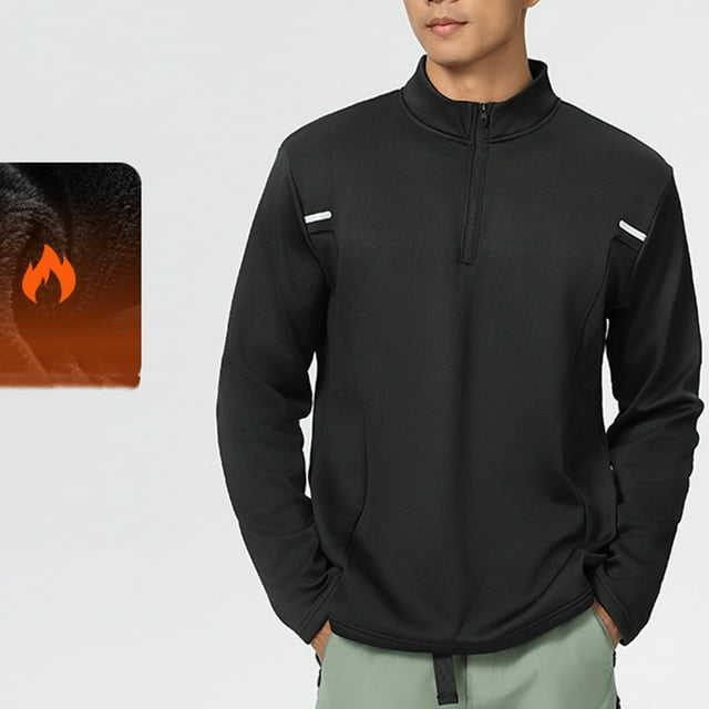 pstuiky camisa de manga larga para hombre, Camiseta deportiva de manga larga para hombre, color liso, con cuello alto y media cremallera, ideal para fitness y tiempo libre xxl